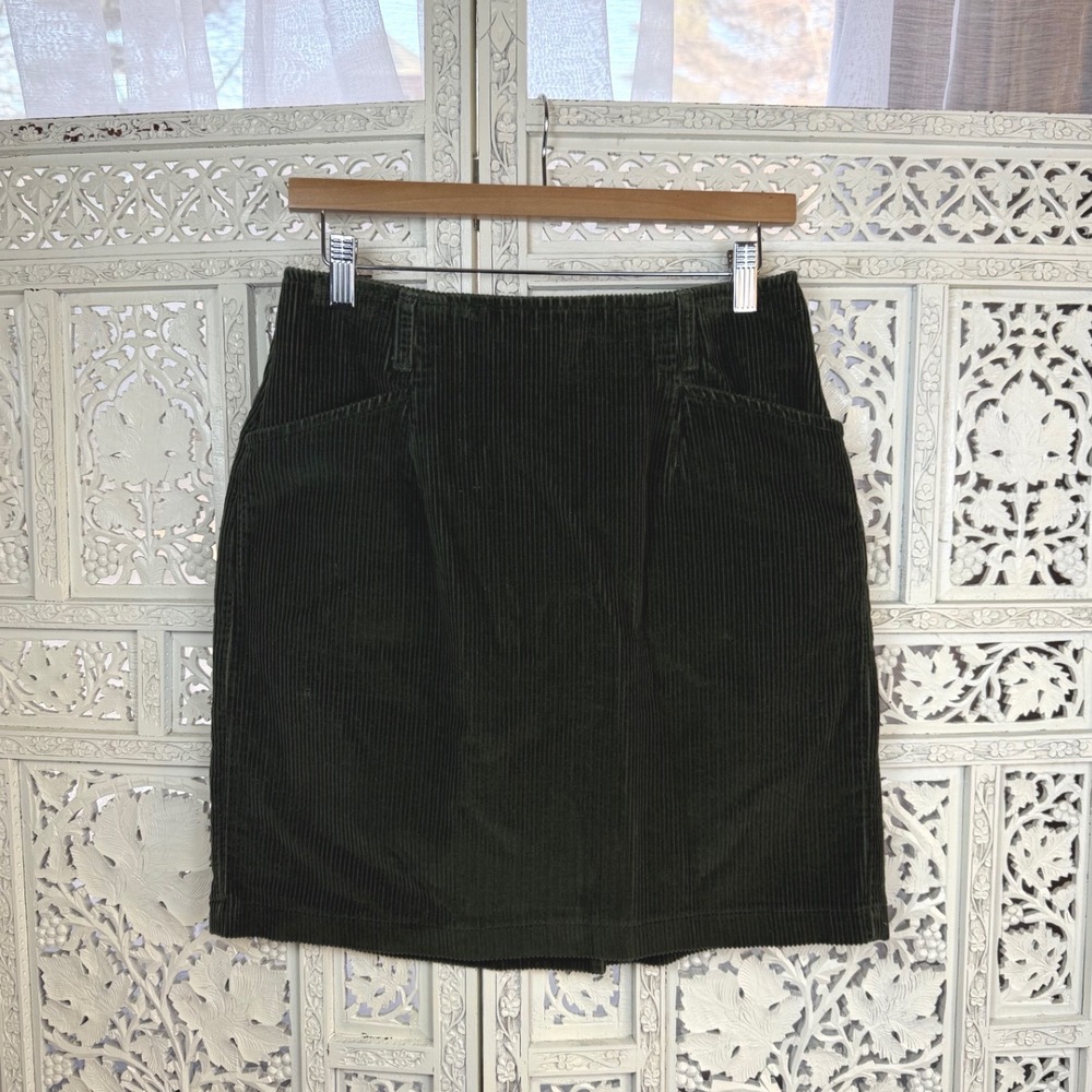 Vtg Eddie Bauer Green Corduroy Skirt Womens 6 Retro Indie Grunge‎ Academia